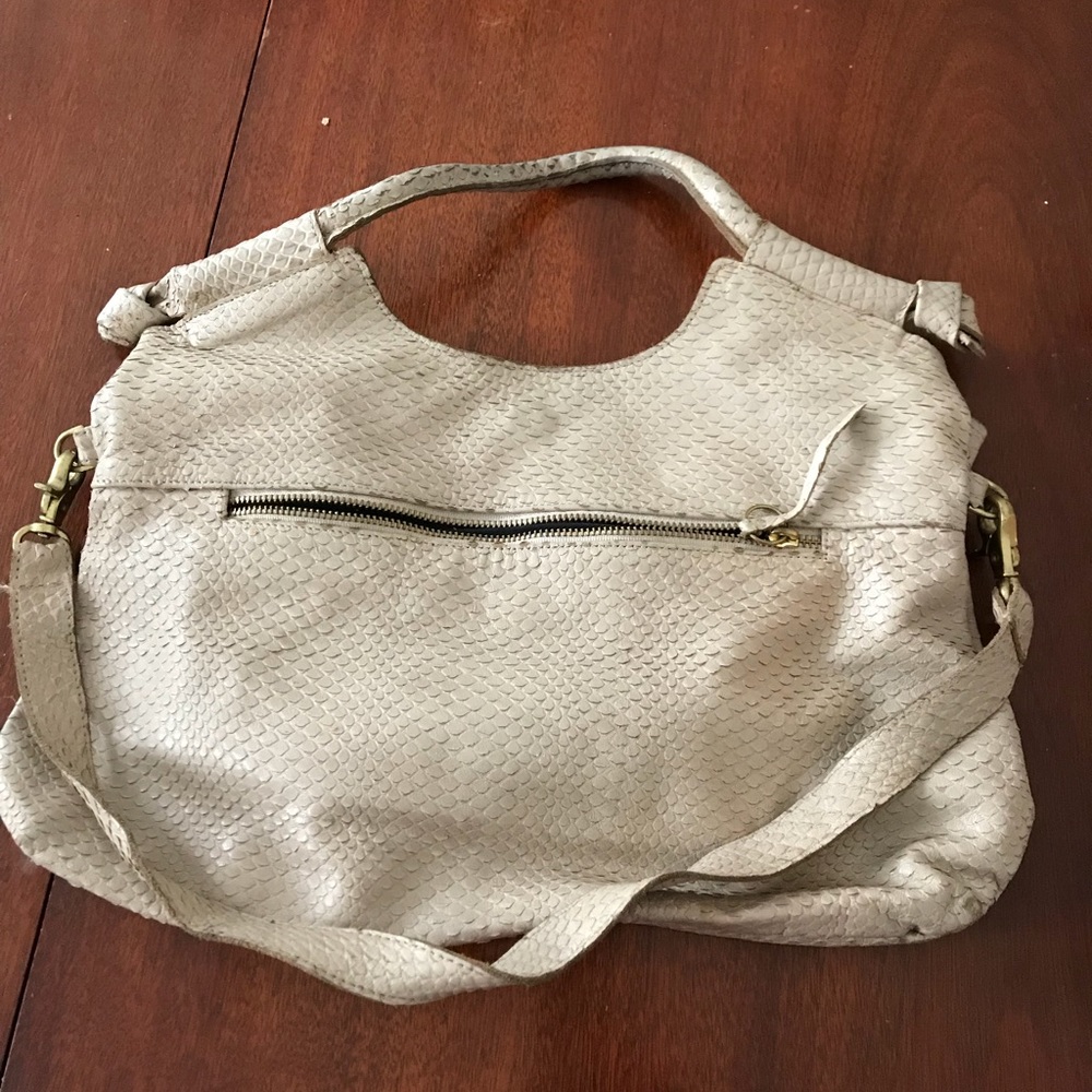 Foley & Corinna Snake Tectured Bone City Clutch